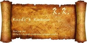 Kozák Kadosa névjegykártya